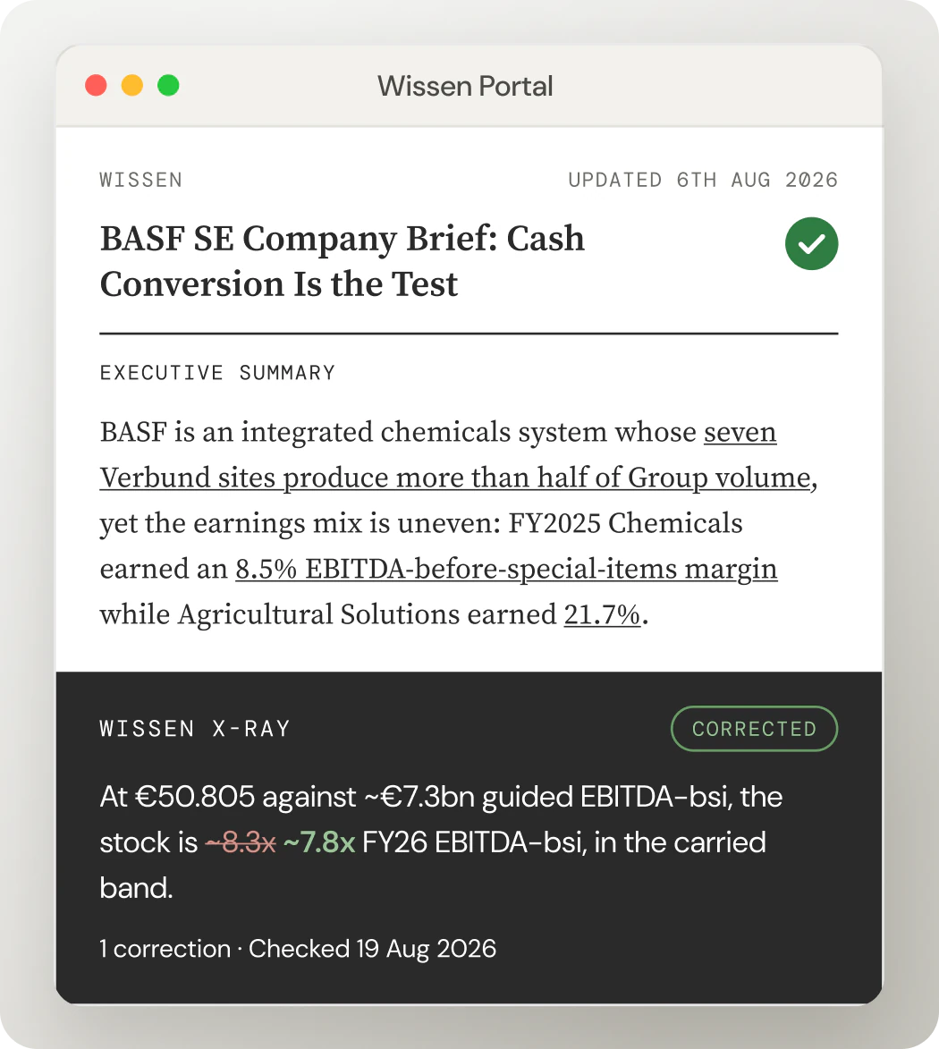 A BASF Company Brief with the Wissen X-Ray correction applied before publication.